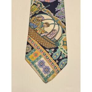 Santostefano Silk Tie Italy Paisley Floral Figural Pale Pastel
